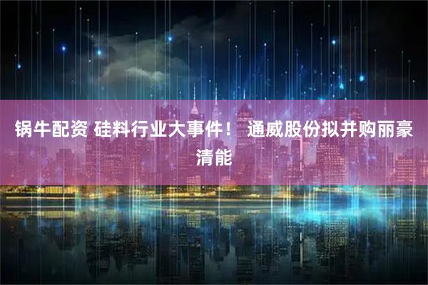 锅牛配资 硅料行业大事件！ 通威股份拟并购丽豪清能