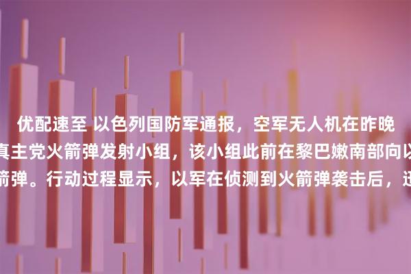 优配速至 以色列国防军通报，空军无人机在昨晚成功识别并摧毁了一个真主党火箭弹发射小组，该小组此前在黎巴嫩南部向以军阵地发射了多枚火箭弹。行动过程显示，以军在侦测到火箭弹袭击后，迅速利用无人机锁定目标位置，并在短时间内发动空袭，当场击毙所有涉事武装人员。军方确认，此次敌方袭击未造成任何以军人员伤亡。