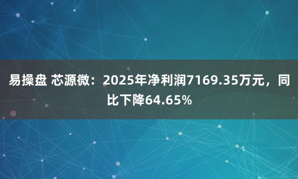 易操盘 芯源微：2025年净利润7169.35万元，同比下降64.65%