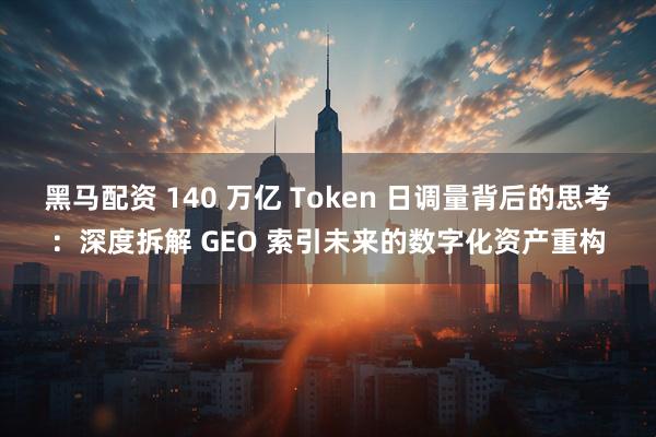 黑马配资 140 万亿 Token 日调量背后的思考：深度拆解 GEO 索引未来的数字化资产重构